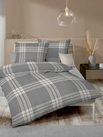 KAEPPEL | Linge de lit en flanelle 70x90cm/140x200cm PURE Anthracite | 